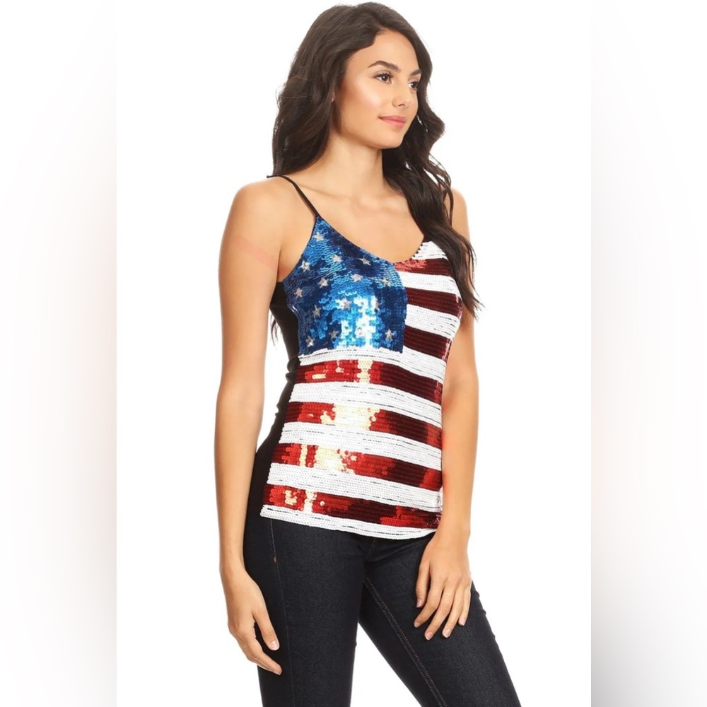 Patriotic Sequin Camisole Top